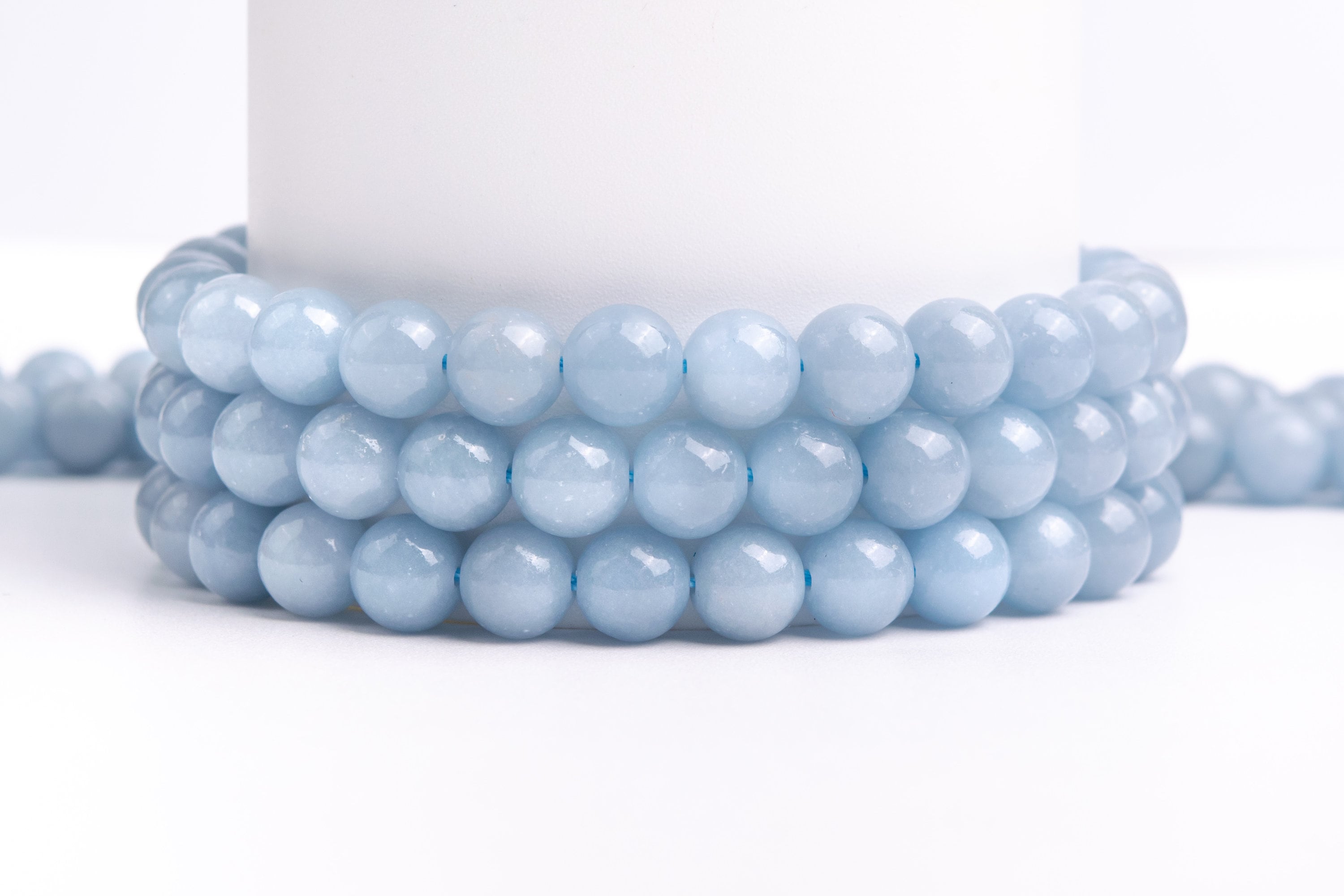 Natural Blue Angelite Gemstone Grade Aaa Round 6mm 8mm 10mm Loose Beads