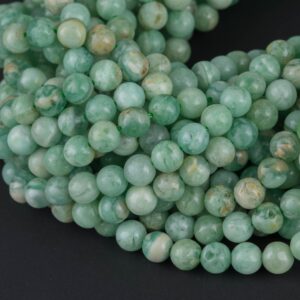 Natural Green Banded Angelite Beads AAA Grade  Round - 6mm 8mm 10mm or 12mm - Full 15.5" 15.5 inch strands  Smooth Gemstone Beads