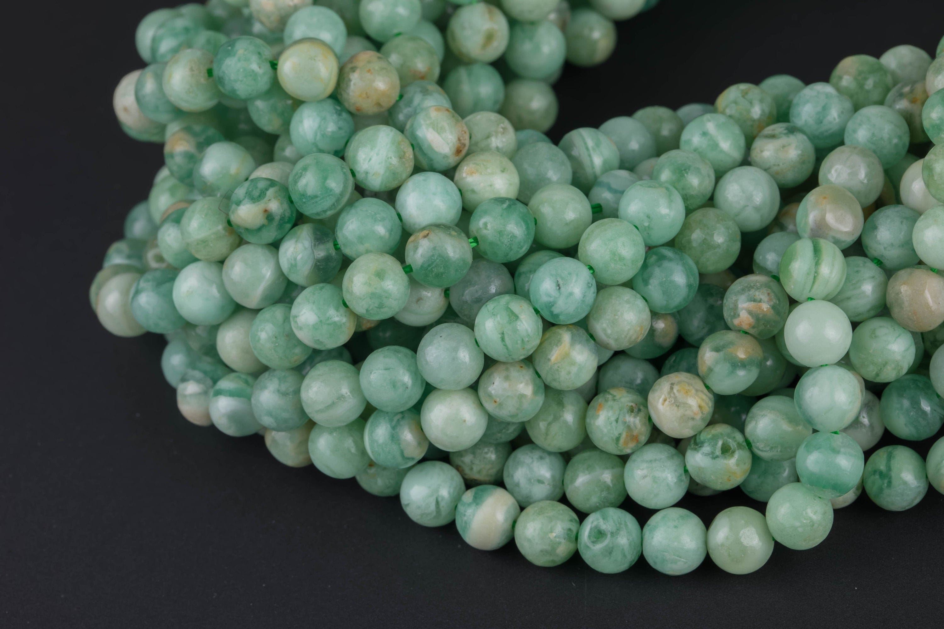 Natural Green Banded Angelite Beads Aaa Grade  Round - 6mm 8mm 10mm Or 12mm - Full 15.5" 15.5 Inch Strands  Smooth Gemstone Beads