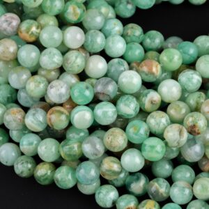 Natural Green Flower Angelite Beads Aaa Grade Round - 6mm 8mm 10mm Or 12mm - Full 15.5" 15.5 Inch Strands Smooth Gemstone Beads