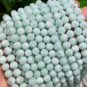 Natural Green Angelite Smooth Round Beads Loose Gemstone Crystal For Jewelry Making 4mm 6mm 8mm 10mm 12mm Semi Precious Stone Beads.