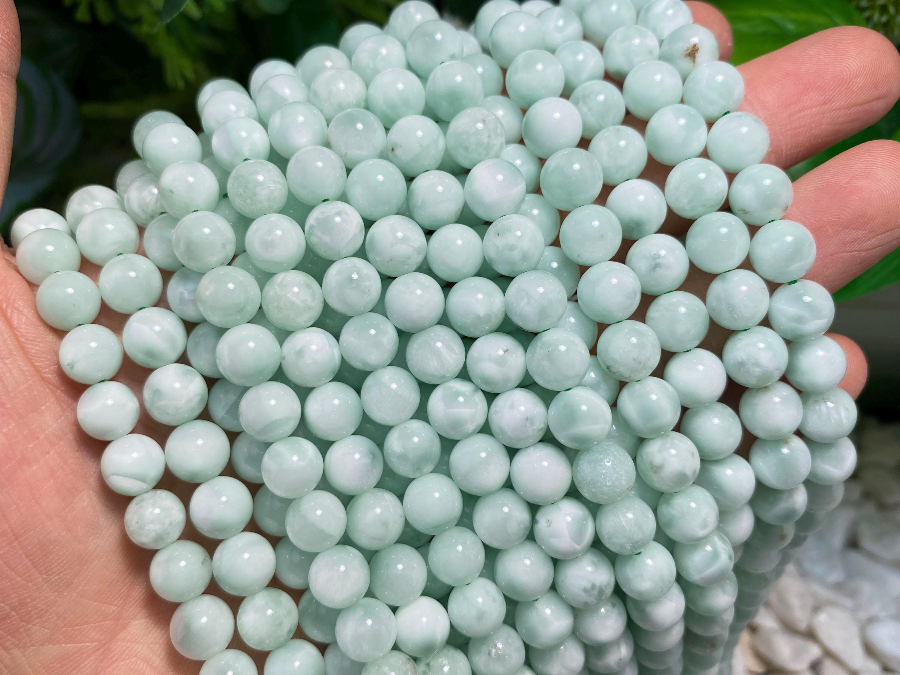 Natural Green Angelite Smooth Round Beads Loose Gemstone Crystal For Jewelry Making 4mm 6mm 8mm 10mm 12mm Semi Precious Stone Beads.