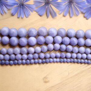 Purple Angelite Gemstone Beads, 6-10mm Smooth Round Violet For Jewelry Making, Natural Stone For Handcraft And Supplies