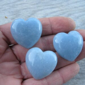 1 (one) Angelite Gemstone Pocket Heart, 30mm Pocket Gemstone Hearts, Chakra Stones, Metaphysical 1 (one) Angelite Gemstone Pocket Heart, 30mm Pocket Gemstone Hearts, Chakra Stones, Metaphysical
