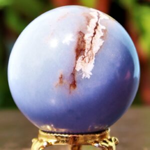 55MM Blue Angelite Sphere: Spiritual Healing Crystal Decor 55MM Blue Angelite Sphere: Spiritual Healing Crystal Decor