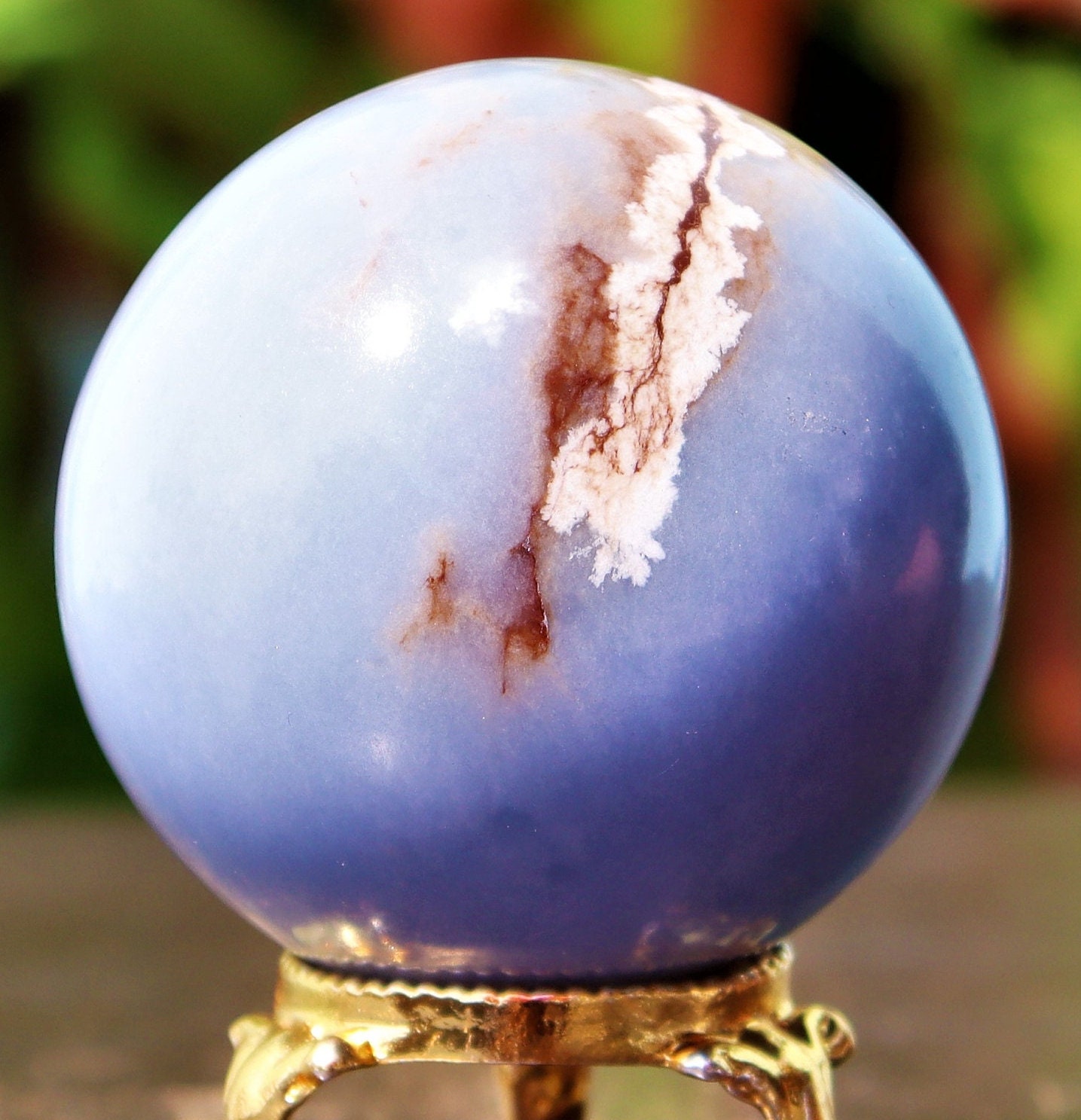 55mm Blue Angelite Sphere: Spiritual Healing Crystal Decor