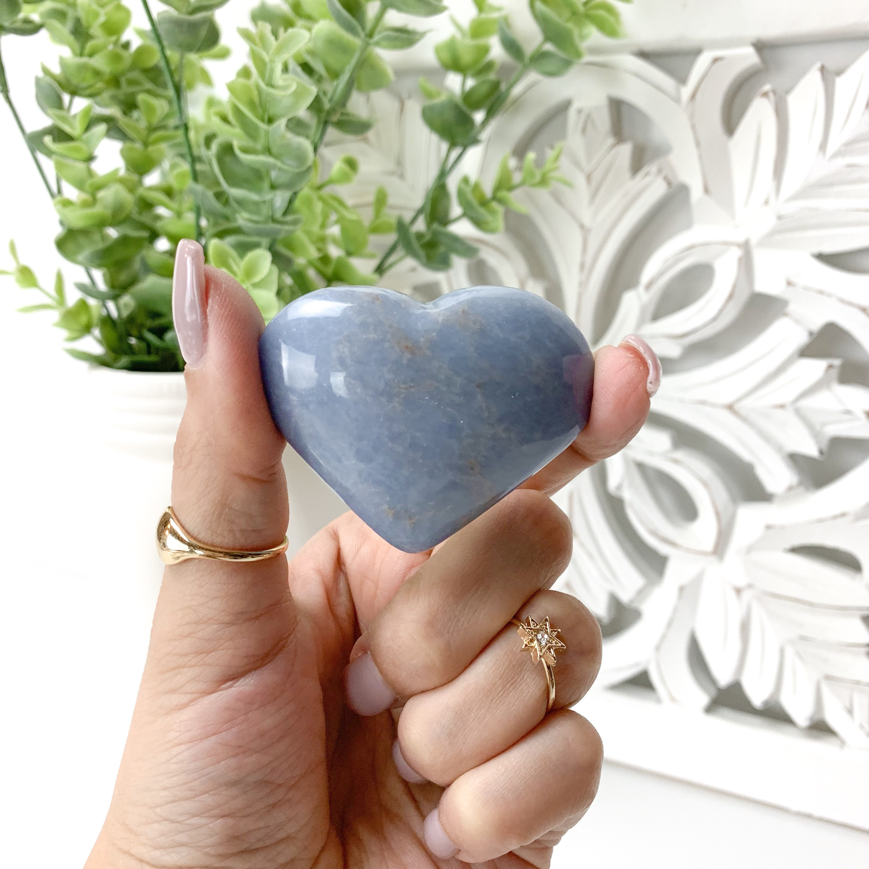 Angelite Crystal Heart: Puffy Stone For Peace Angelite Crystal Heart: Puffy Stone For Peace