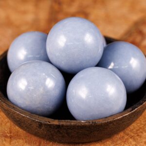 Angelite Crystal Sphere : Xs-xl Pastel Blue Polished Stone Ball Natural Home Decor, E0229