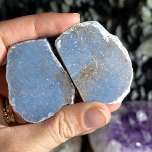 Angelite Half Polished Stone, Flat Stone Angelite Half Polished Stone, Flat Stone