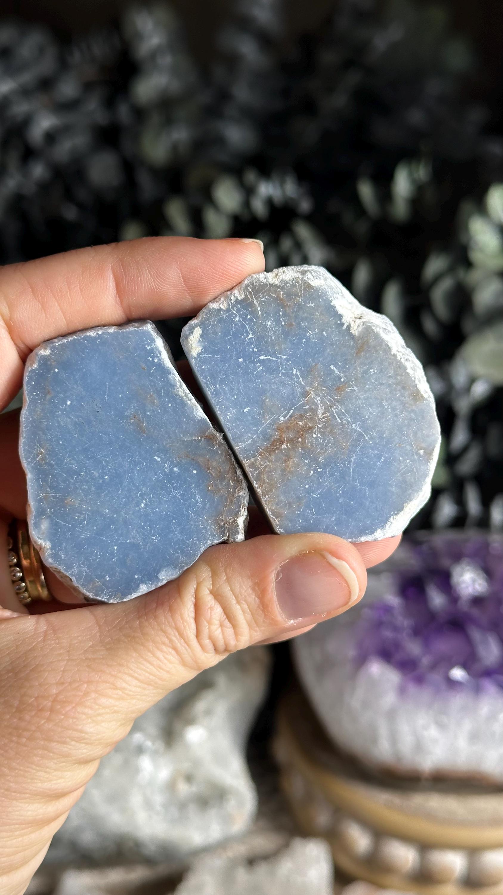 Angelite Half Polished Stone, Flat Stone