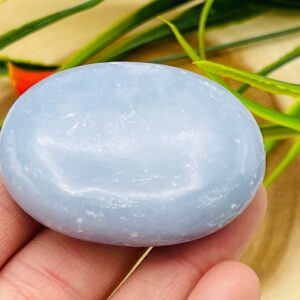 Angelite Massage Palm Stone, Pocket Gemstone, Healing Crystal Angelite Massage Palm Stone, Pocket Gemstone, Healing Crystal