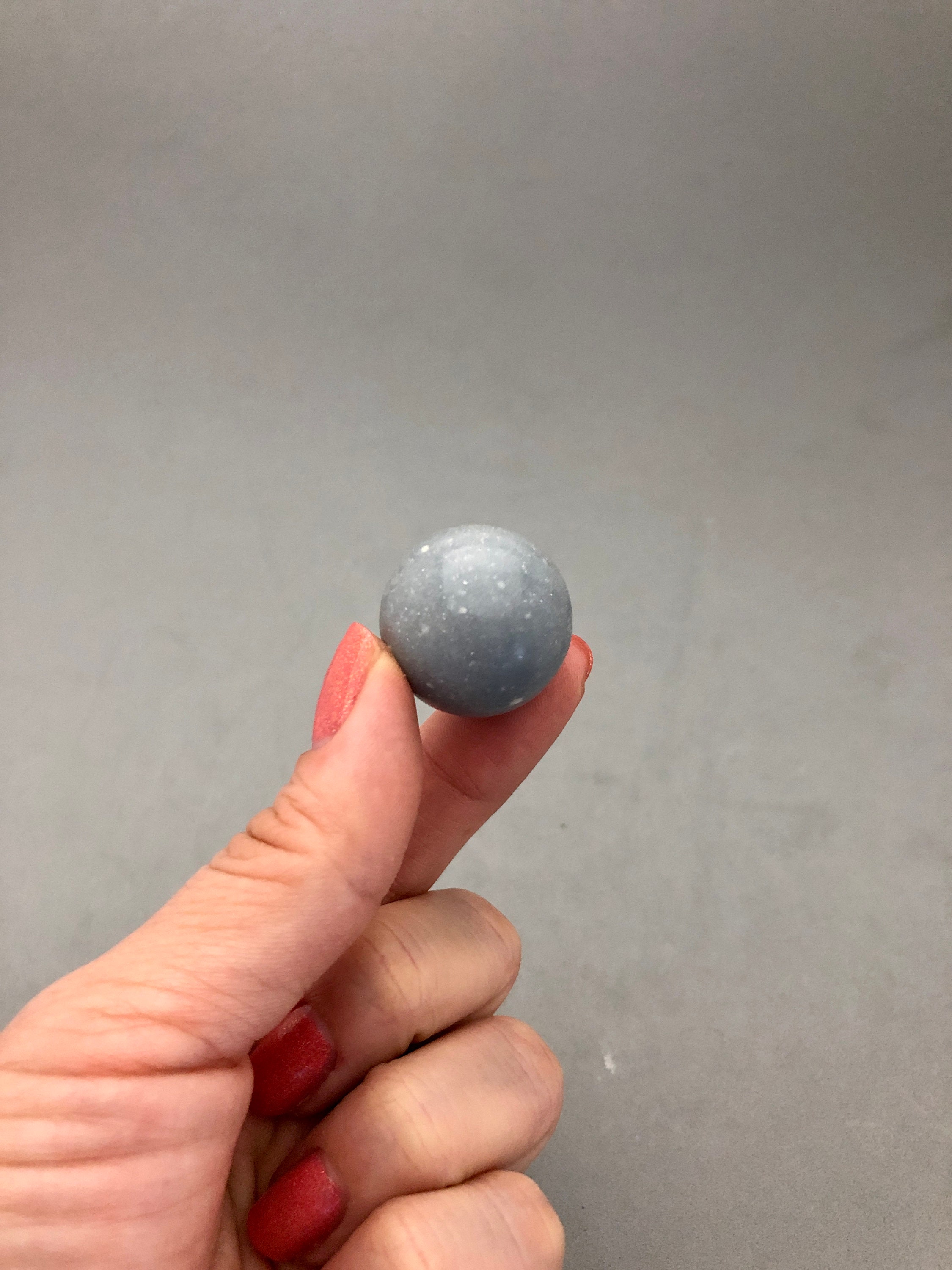 Angelite Mini Crystal Sphere (3/4 - 1") For Throat Chakra Stone, Connection To Angelic Realm, Spiritual Growth, Spell Jar Wish Jar Magic