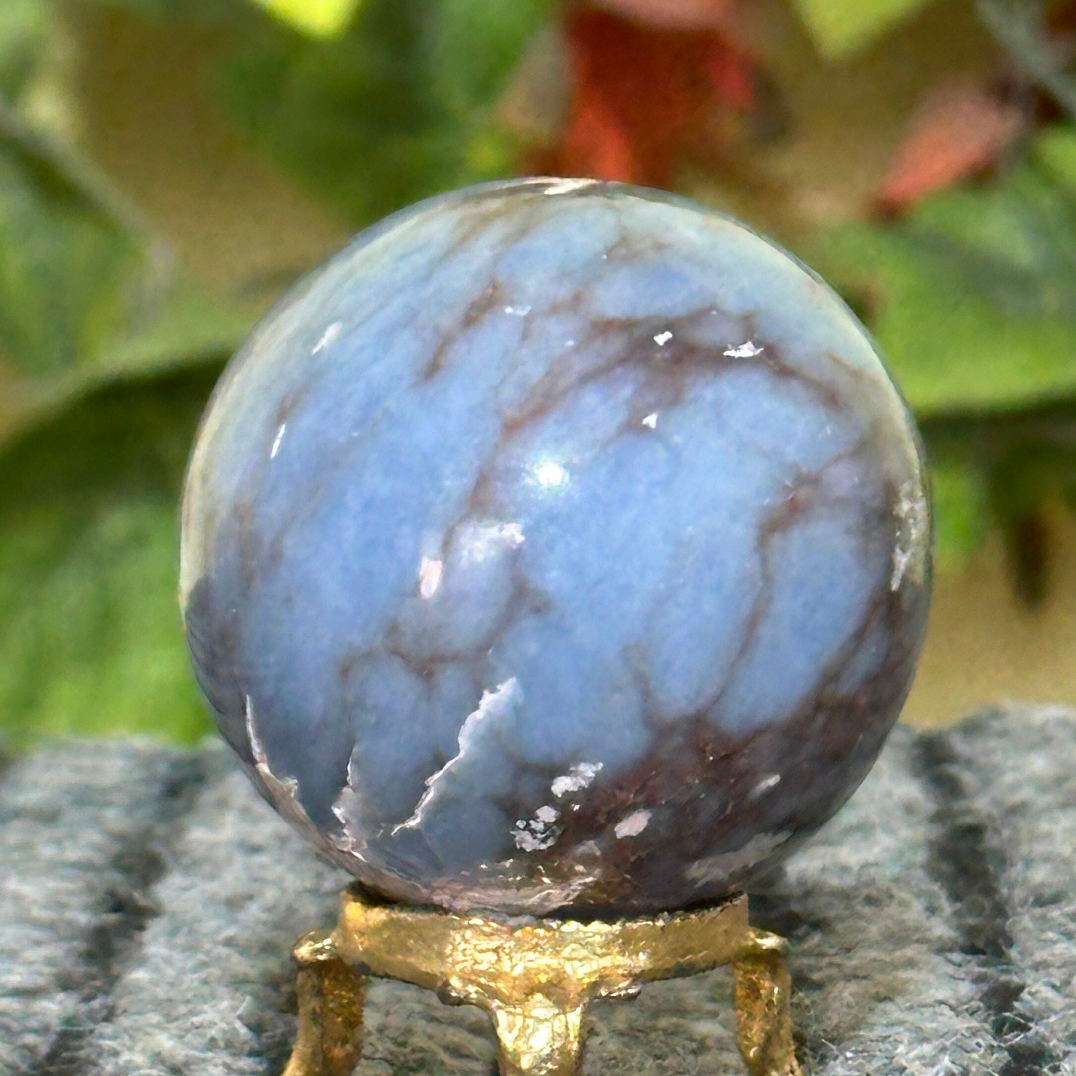 Mini Angelite Crystal Sphere: 55mm Blue Gemstone Decorative, Healing Chakra Stone