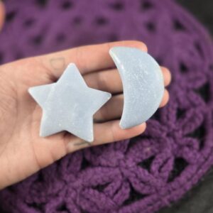 Angelite Moon and Star Carving Blue Anhydrite Mini Crystals Magick Stones Starseed Moonchild Crystals Angelite Moon and Star Carving Blue Anhydrite Mini Crystals Magick Stones Starseed Moonchild Crystals