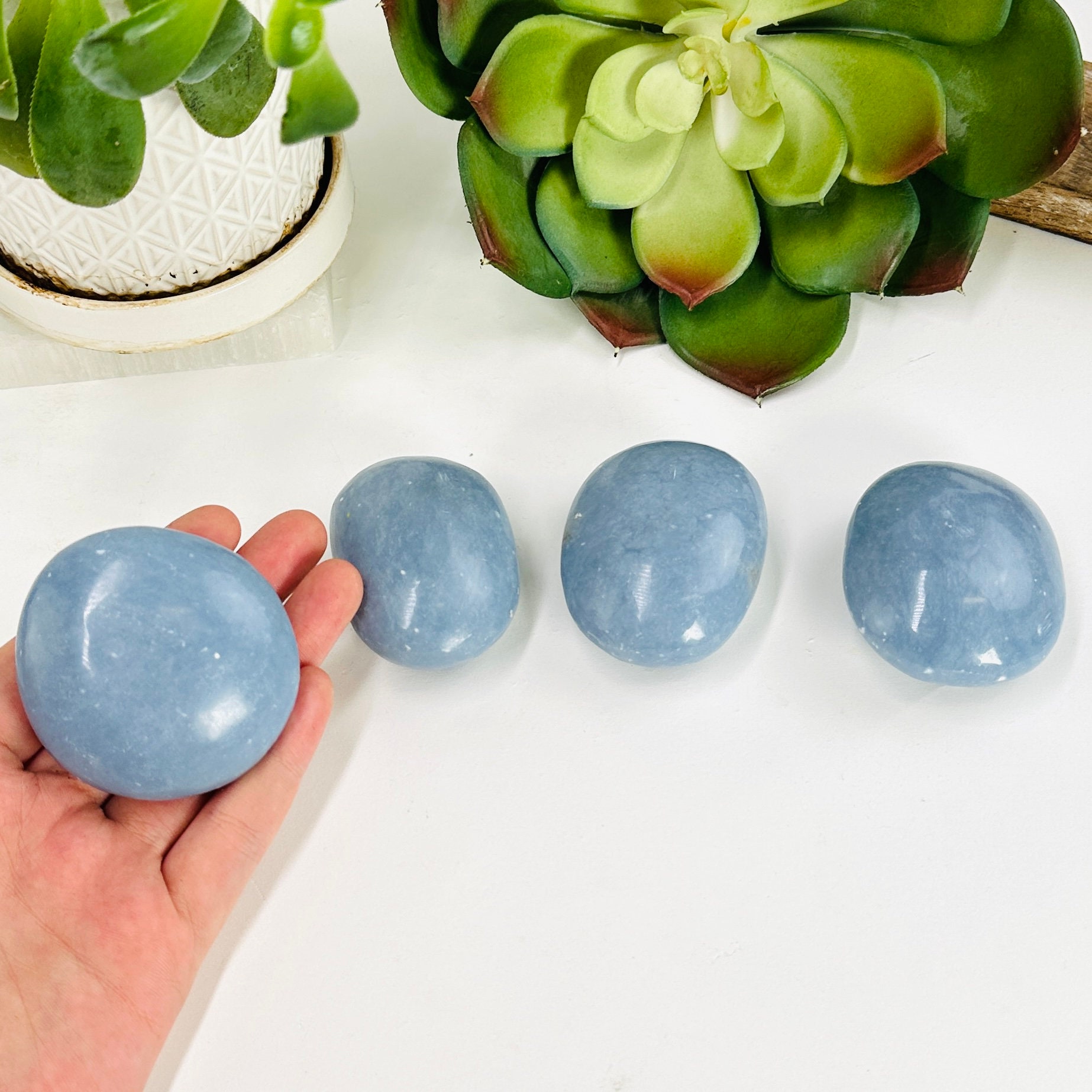 Angelite Palm Stones Crystal Pocket Stone You Choose Angelite Palm Stones Crystal Pocket Stone You Choose