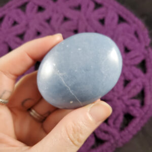 Angelite Palmstone Gallet Crystal Palm Stones Crystals Natural Blue Anhydrite Unique Peru Angelite Palmstone Gallet Crystal Palm Stones Crystals Natural Blue Anhydrite Unique Peru
