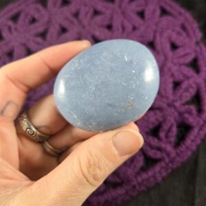 Angelite Palmstone Gallet Crystal Palm Stones Crystals Natural Blue Anhydrite Unique Peru Angelite Palmstone Gallet Crystal Palm Stones Crystals Natural Blue Anhydrite Unique Peru