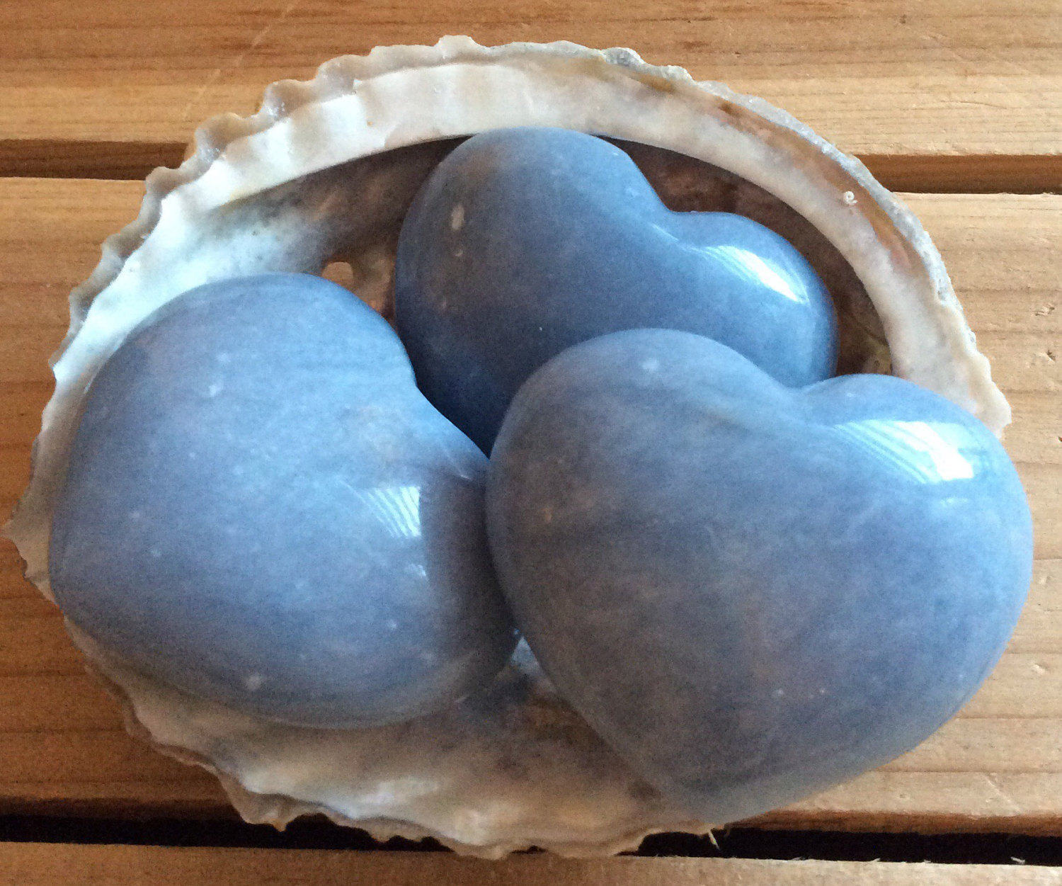 Angelite Puffy Heart: Peaceful Healing Crystal (45mm) Angelite Puffy Heart: Peaceful Healing Crystal (45mm)