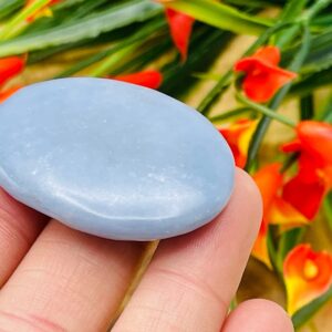 Angelite Smooth Stone, Healing Crystal Massage Palm Stone, Polished Gemstone Angelite Smooth Stone, Healing Crystal Massage Palm Stone, Polished Gemstone