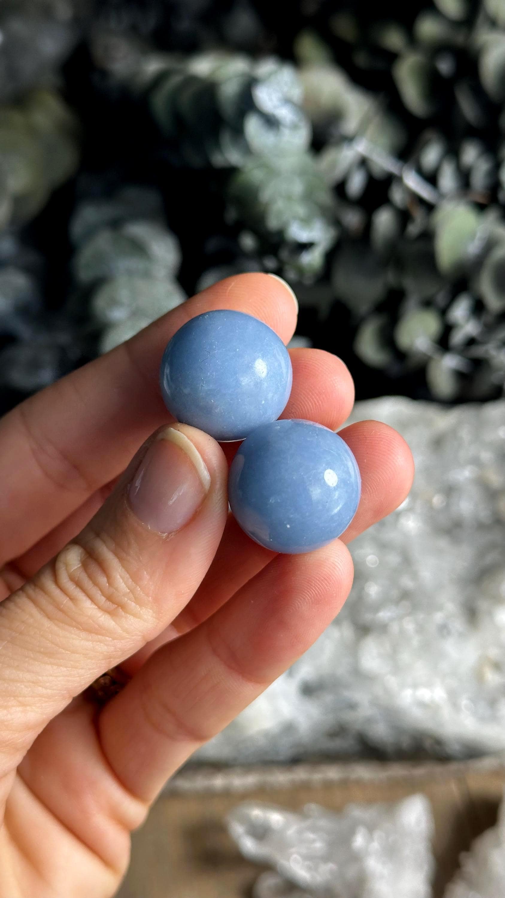Angelite Sphere: Mini Angel Stone, Grief Gift (3/4")