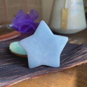 Angelite Star, Throat Chakra Healing Crystal Carving, Tranquility, Intuitively Selected Angelite Star, Throat Chakra Healing Crystal Carving, Tranquility, Intuitively Selected