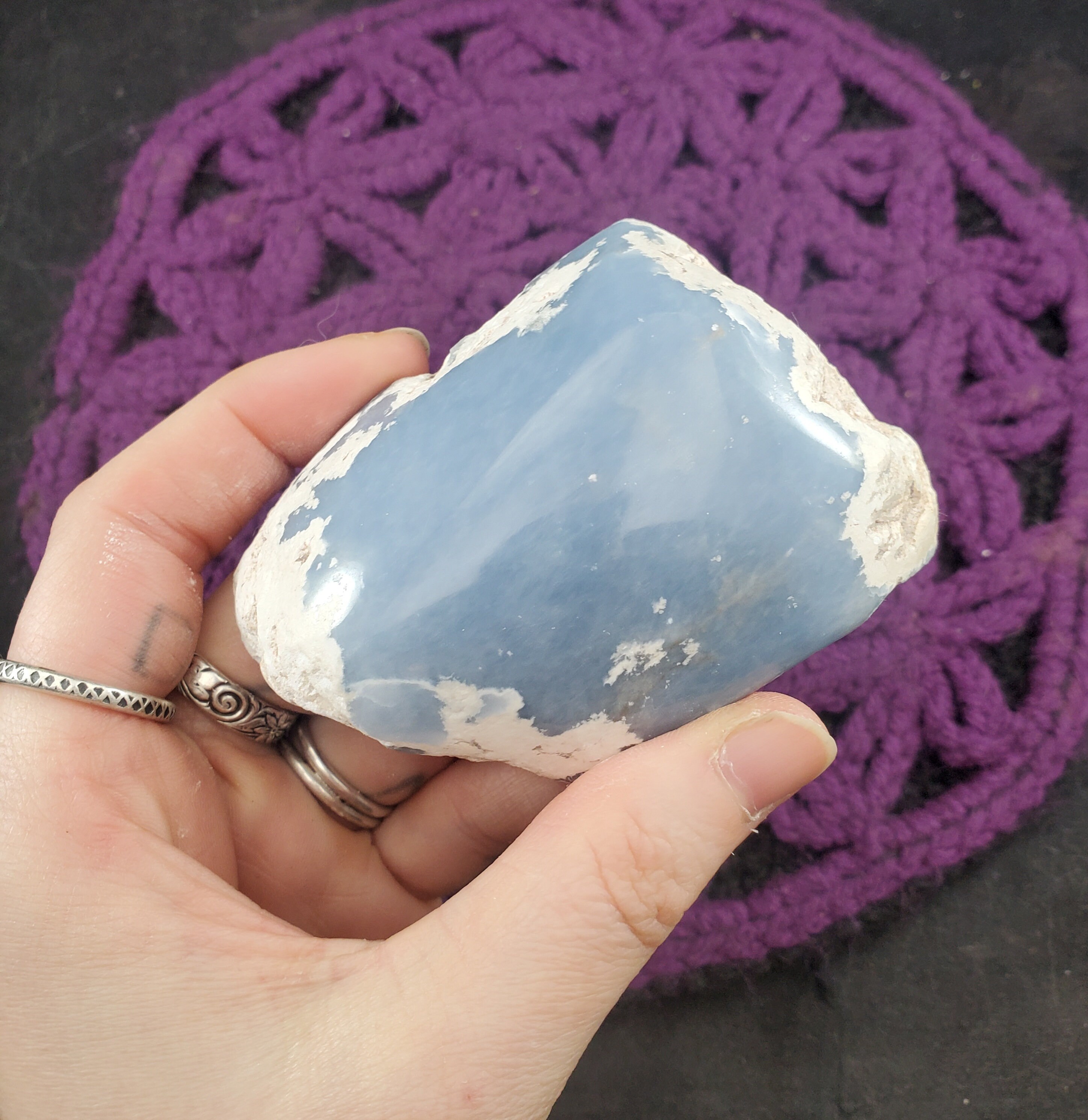 Angelite Top Polished Crystal Freeform Large Stones Crystals Natural Blue Anhydrite Unique Display Peru Angelite Top Polished Crystal Freeform Large Stones Crystals Natural Blue Anhydrite Unique Display Peru