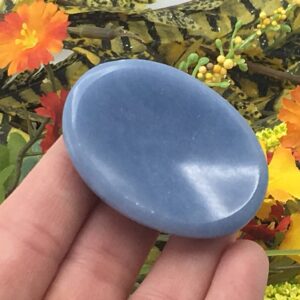 Angelite Worry Stone, Healing Crystal Thumb Massage Stone, Polished Gemstone Angelite Worry Stone, Healing Crystal Thumb Massage Stone, Polished Gemstone