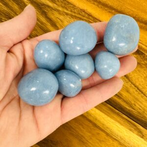 Blue Angelite Tumbled Stones, Chakra Healing Crystals