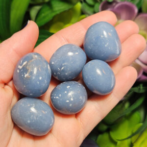 Tumbled Angelite Crystal: Polished Blue Anhydrite Stone
