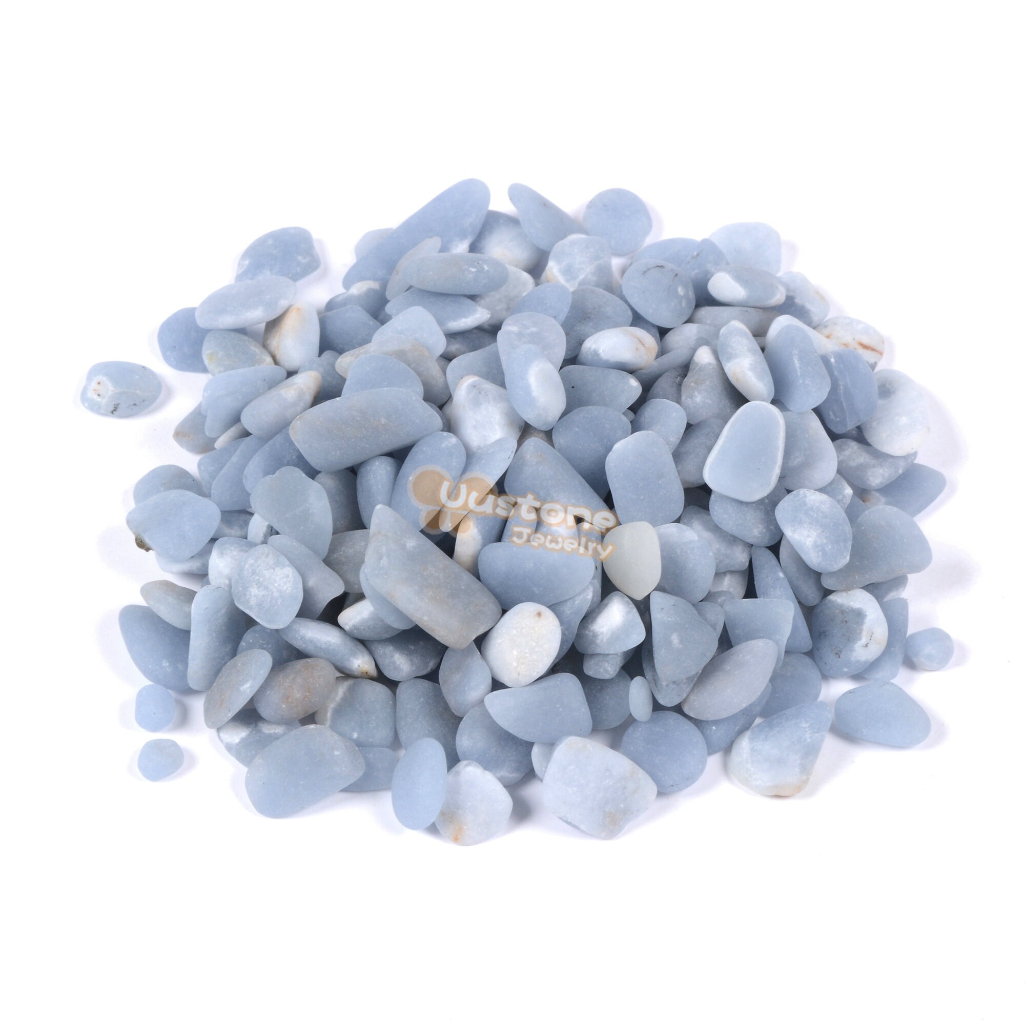 Matte Angelite Chips Crushed Tumbled Stone Crystal Healing Embellishments 100 Grams