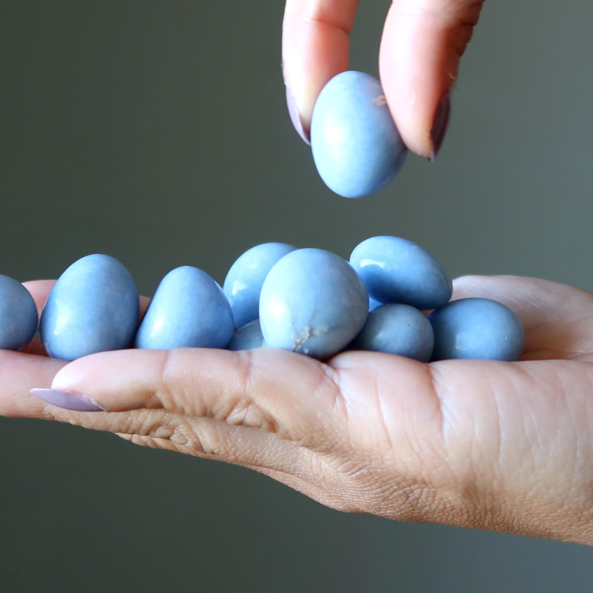 Angelite Tumbled Stone Calm Blue Serenity Sacred Gems Angelite Tumbled Stone Calm Blue Serenity Sacred Gems