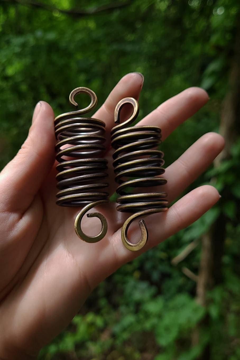 Antiqued Brass Hair Spiral // Antiqued Brass Hair Coils // Dark Mori Brass Hair Accessories // Antiqued Brass Dread Beads