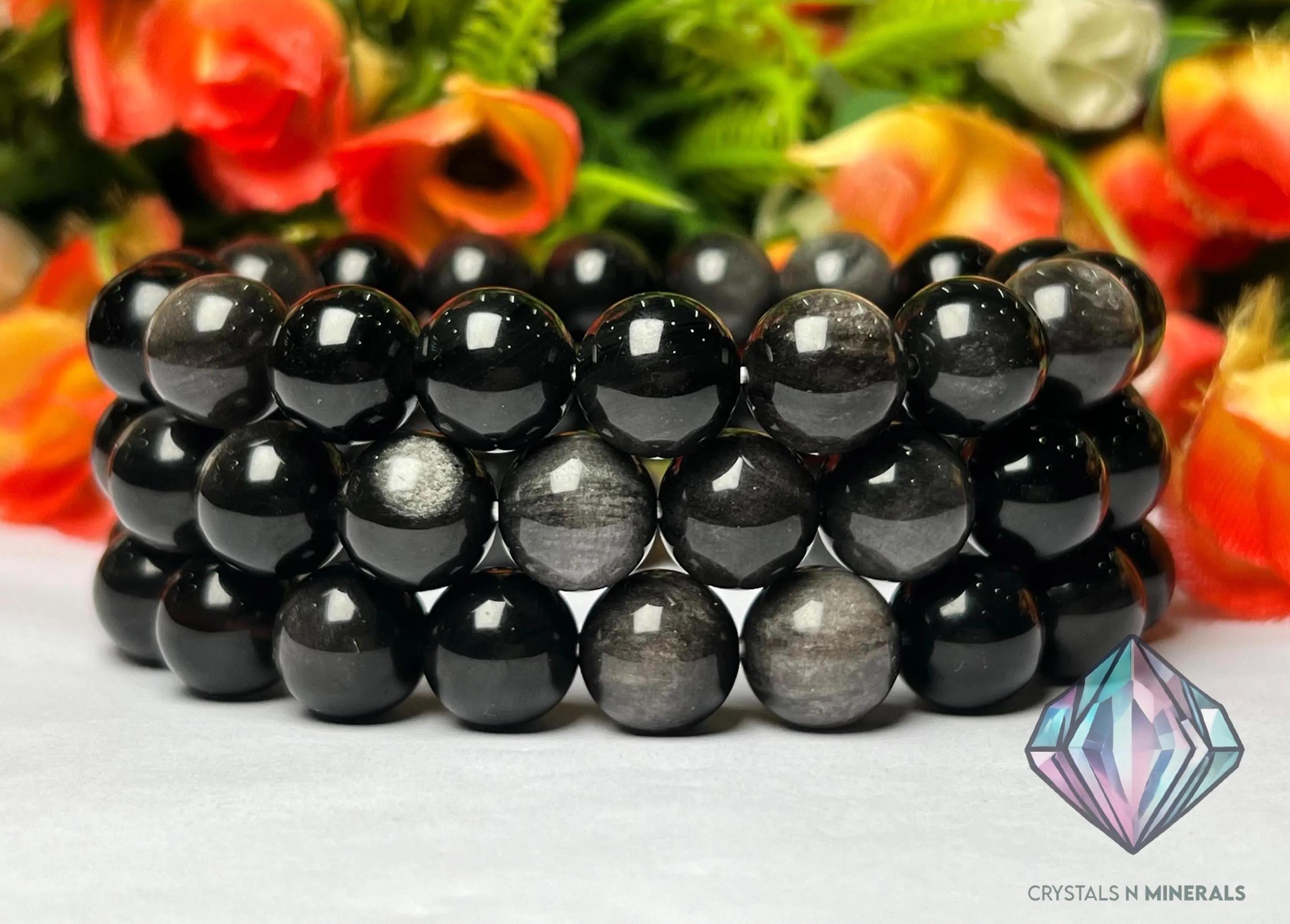 8mm ,10mm Apache Tears Stone Stretchable Beaded Bracelet