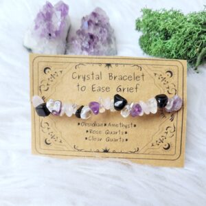 Crystal bracelet to Ease Grief - Add On Options Apache Tear Set Crystal bracelet to Ease Grief - Add On Options Apache Tear Set
