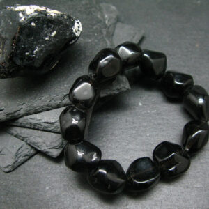 Apache Tears Obsidia Genuine Bracelet ~ 7 Inches ~ 16mm Beads Apache Tears Obsidia Genuine Bracelet ~ 7 Inches ~ 16mm Beads