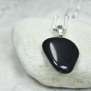 Custom Tumbled Apache Tears Stone Pendant and Necklace - Choose Sterling Silver Chain or Leather Cord - Quantity of 1 Custom Tumbled Apache Tears Stone Pendant and Necklace - Choose Sterling Silver Chain or Leather Cord - Quantity of 1
