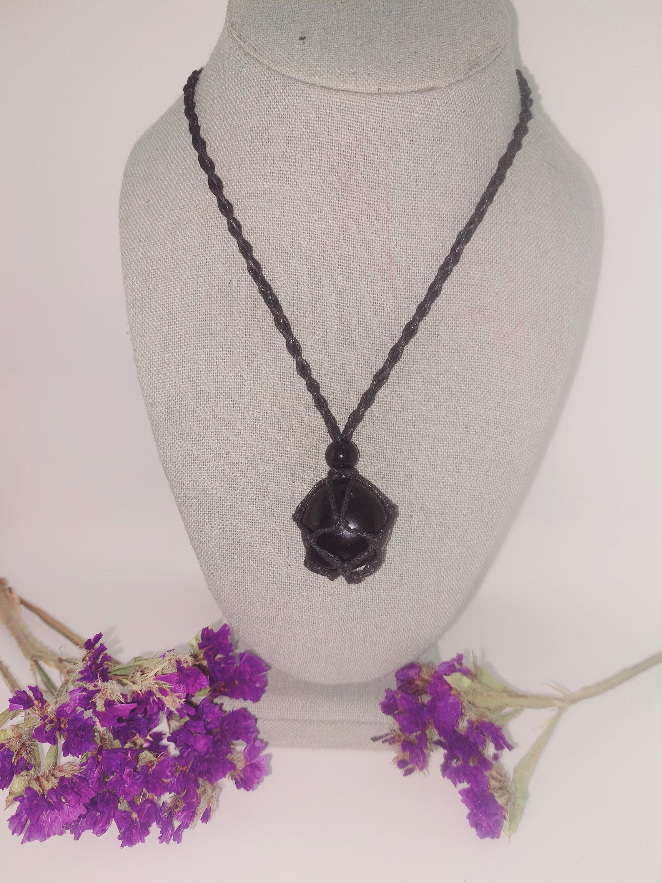 Apache Tears Obsidian - Black Apache Tears Obsidian Crystal Pendant Necklace - Protection & Forgiveness Stone - Aura Protection!