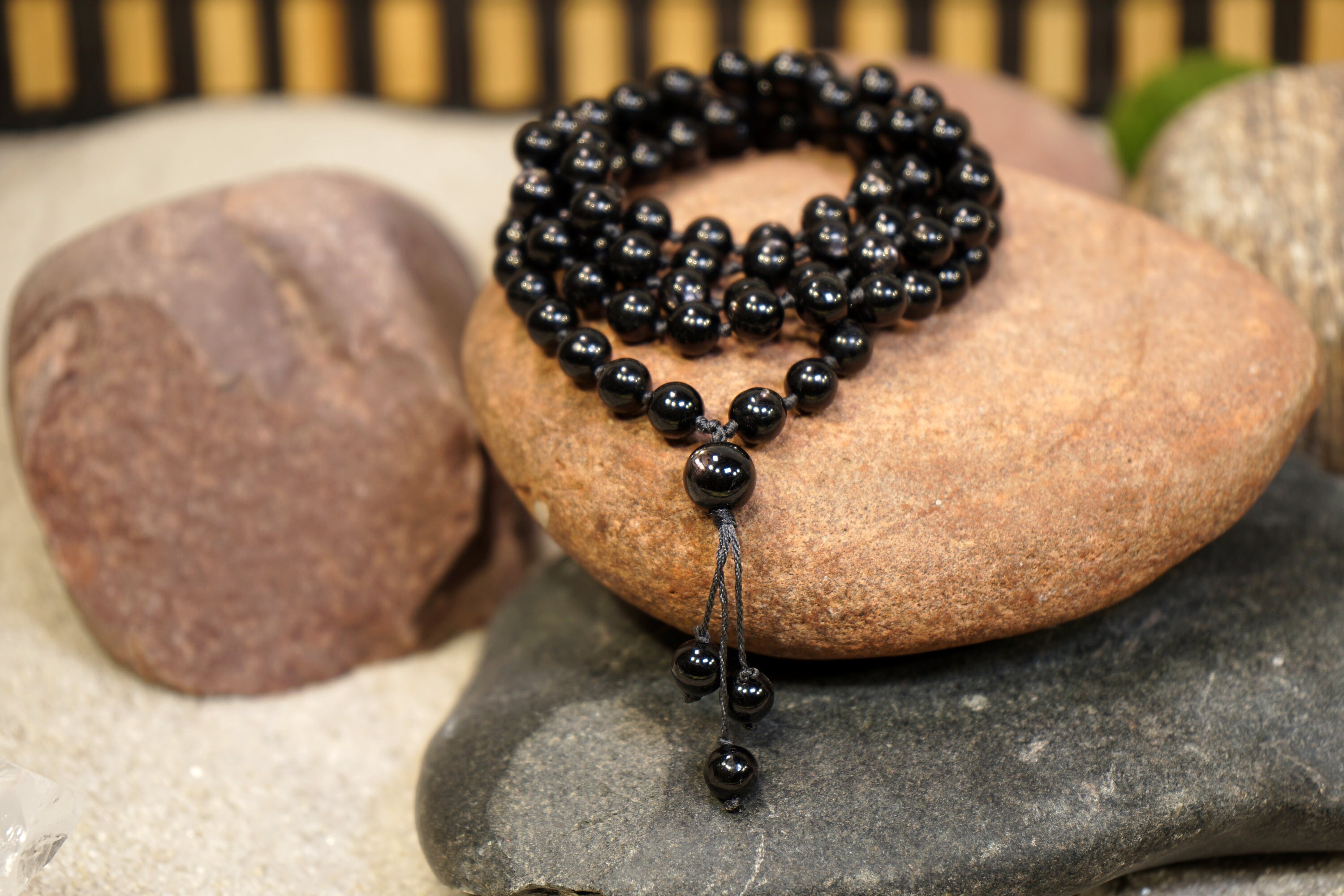 Star Ferrosilite Mala Necklace • Star Ferrosilite Bracelet • Mala For Grief • Mala For Protection • Mala For Emotional Healing • 8mm • 2733