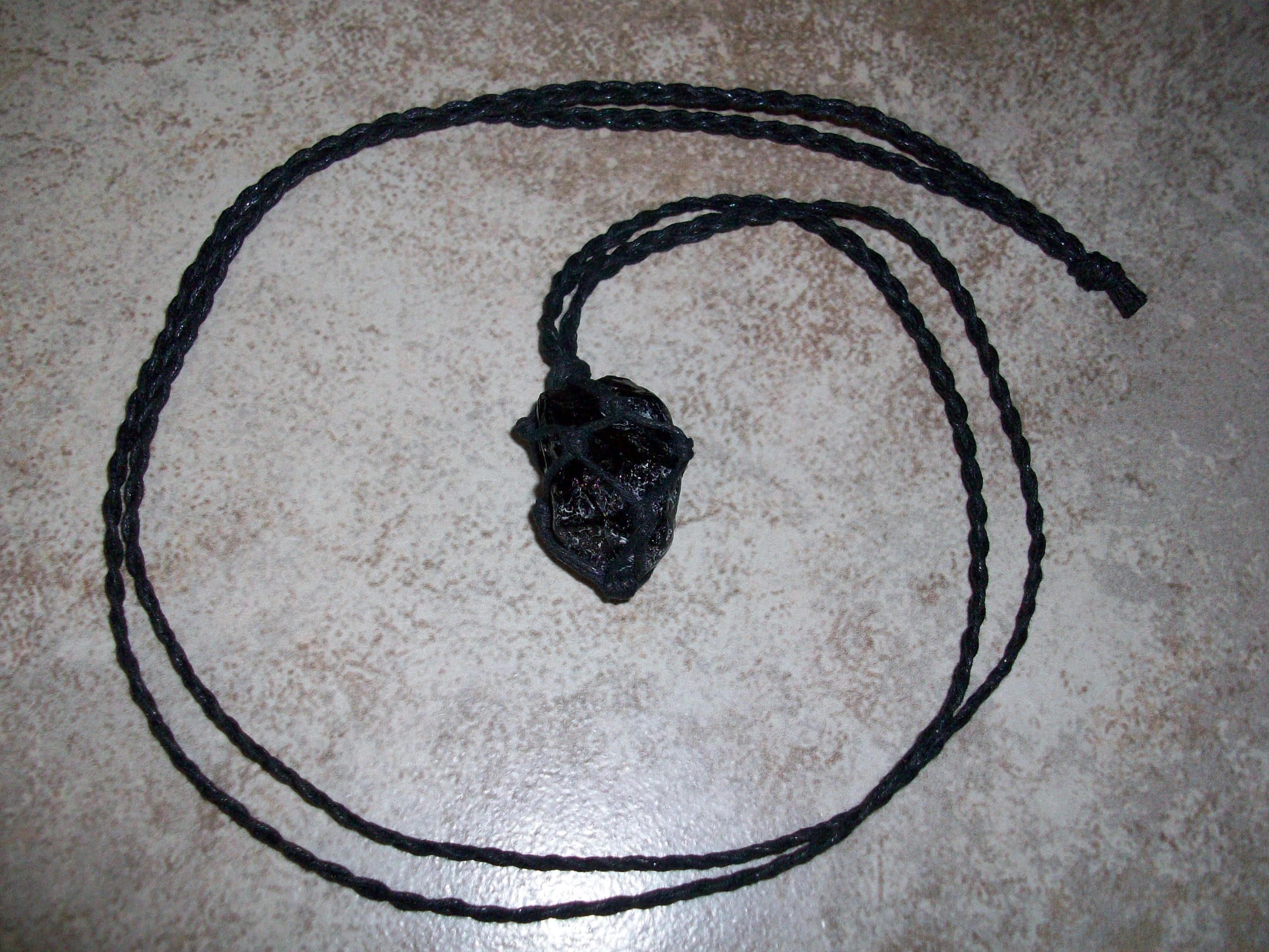 Apache Tear Braided Necklace