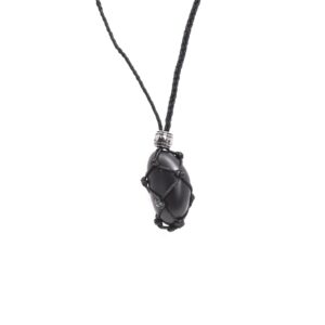 Apache Tear Necklace, Macrame Necklace, Apache Tear
