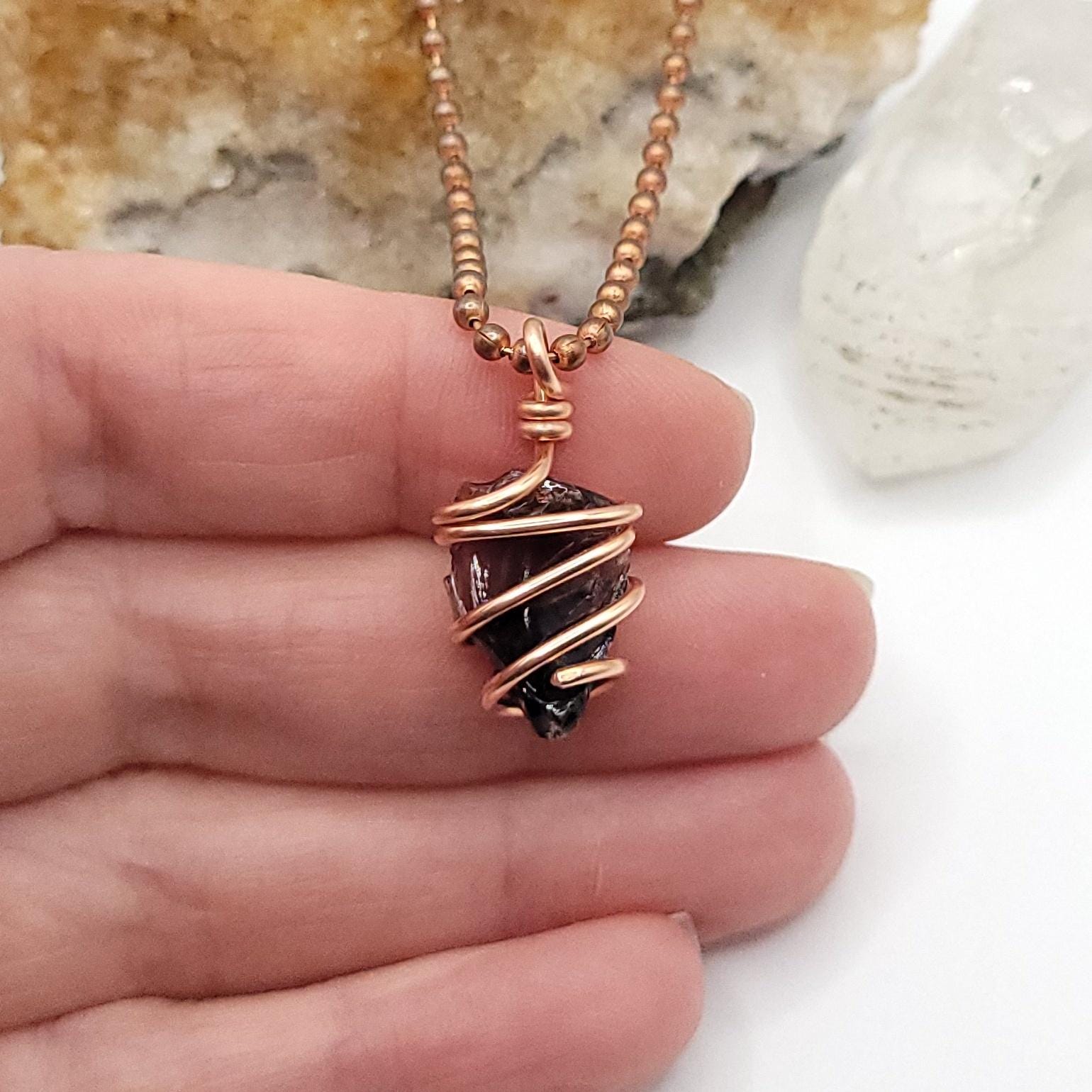 Little Raw Apache Tears Necklace | Grief And Emotional Healing Crystal | Copper Wire Wrapped Pendant | Gift For Grieving Little Raw Apache Tears Necklace | Grief And Emotional Healing Crystal | Copper Wire Wrapped Pendant | Gift For Grieving
