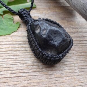 Apache Tears Macrame Necklace, Protection Pendant, Grief Support Jewelry, Grounding Stone Pendant, Unisex Gift