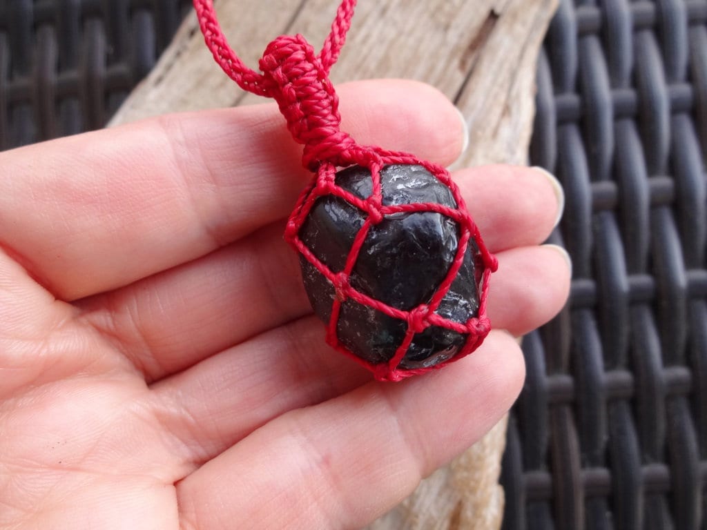 Apache Tears Obsidian Necklace / Dragon Glass Pendant Volcanic Rock