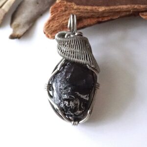 Obsidian Necklace, Apache Tears, Large Gemstone Pendant, 40th Birthday Gift for Him, Long Distance Boyfriend Gift