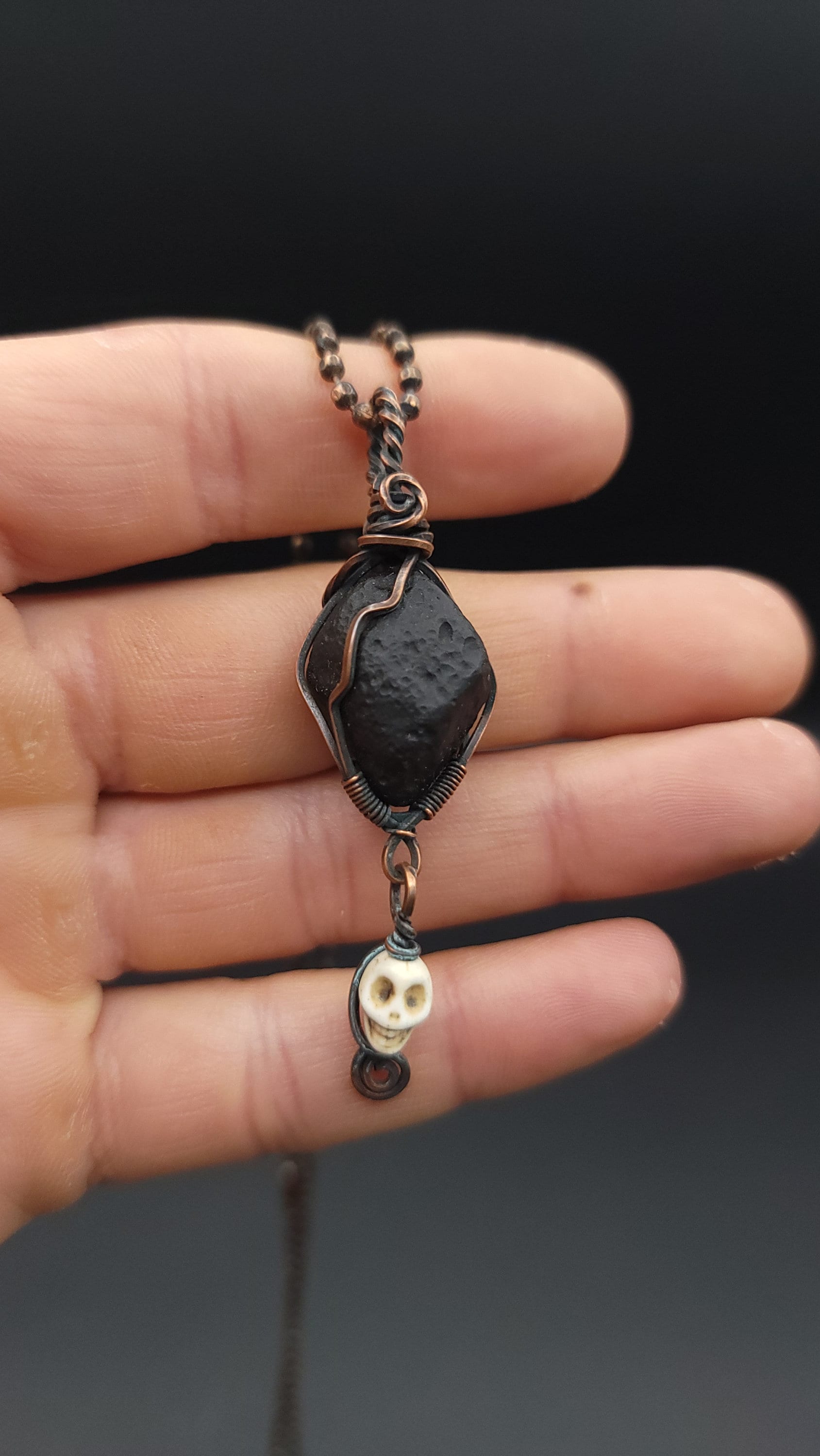 Obsidian Apache Tear Amulet #20, Wire Wrapped Pendant, Copper Necklace, Handmade Jewelry Obsidian Apache Tear Amulet #20, Wire Wrapped Pendant, Copper Necklace, Handmade Jewelry