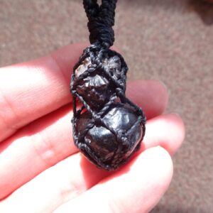 Powerful Apache Tears And Prophecy Stone Raw Nodule Macrame Necklace, Rare Gems Stone Pendant, Spiritual Stones, Gift Idea For Him