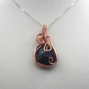 Raw Copper Apache Tears Pendant Necklace