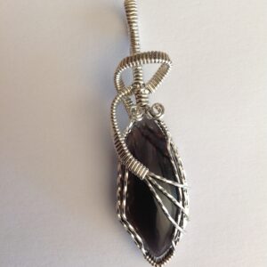 Silver Wire Wrapped Apache Tear Pendant