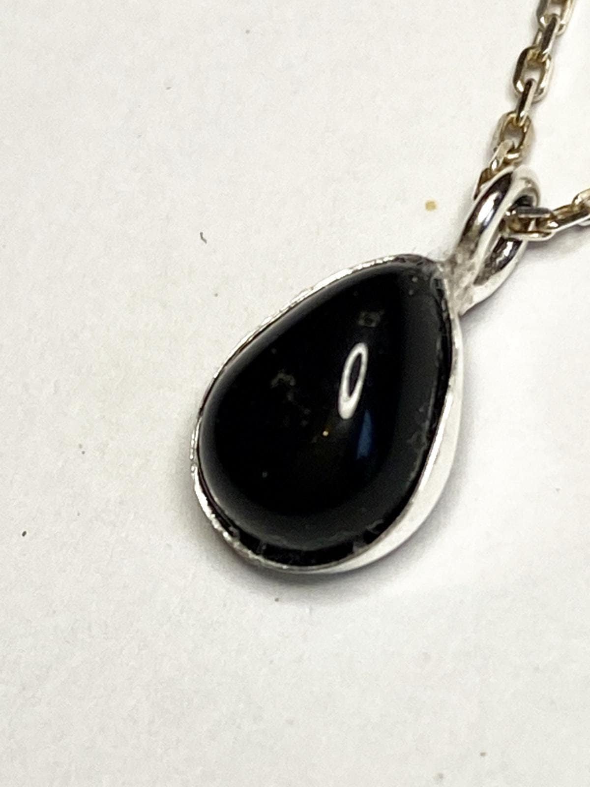 Apache Tears Pendant -solid 925 Sterling Silver - Tiny Teardrop With Choice Of Chain -accept Loss, Overcome Grief -8x6mm Pear Usa *