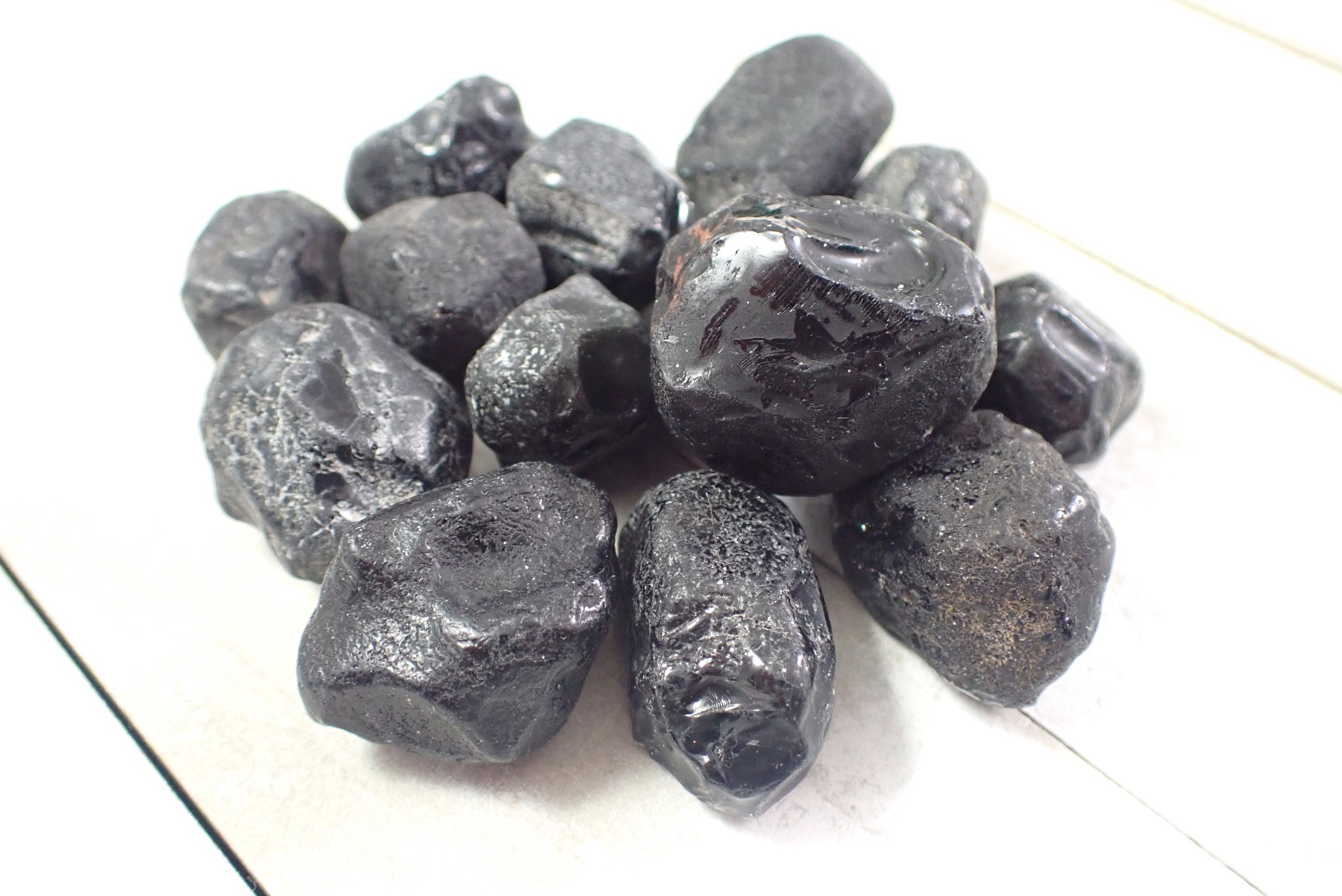 2 Pcs Natural Apache Tears Raw Crystal Stones - Textured Natural Stones - Black Apache Tear Raw Stones - 1x1x.5 Inches Apache #rwstn#1003